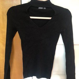 Black V-Neck Tight Sweater (Bershka)
